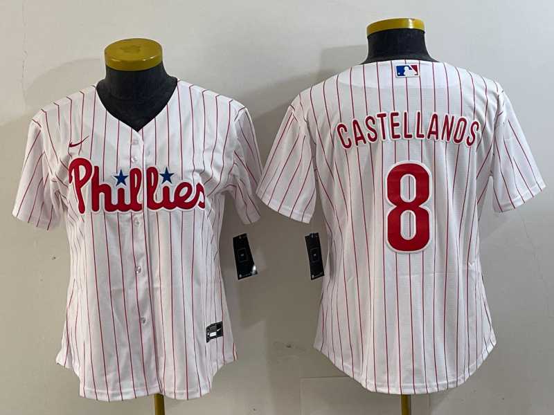 Women%27s Philadelphia Phillies #8 Nick Castellanos White Cool Base Jersey->mlb womens jerseys->MLB Jersey